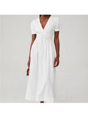 LoveShackFancy Sabela White Midi Dress